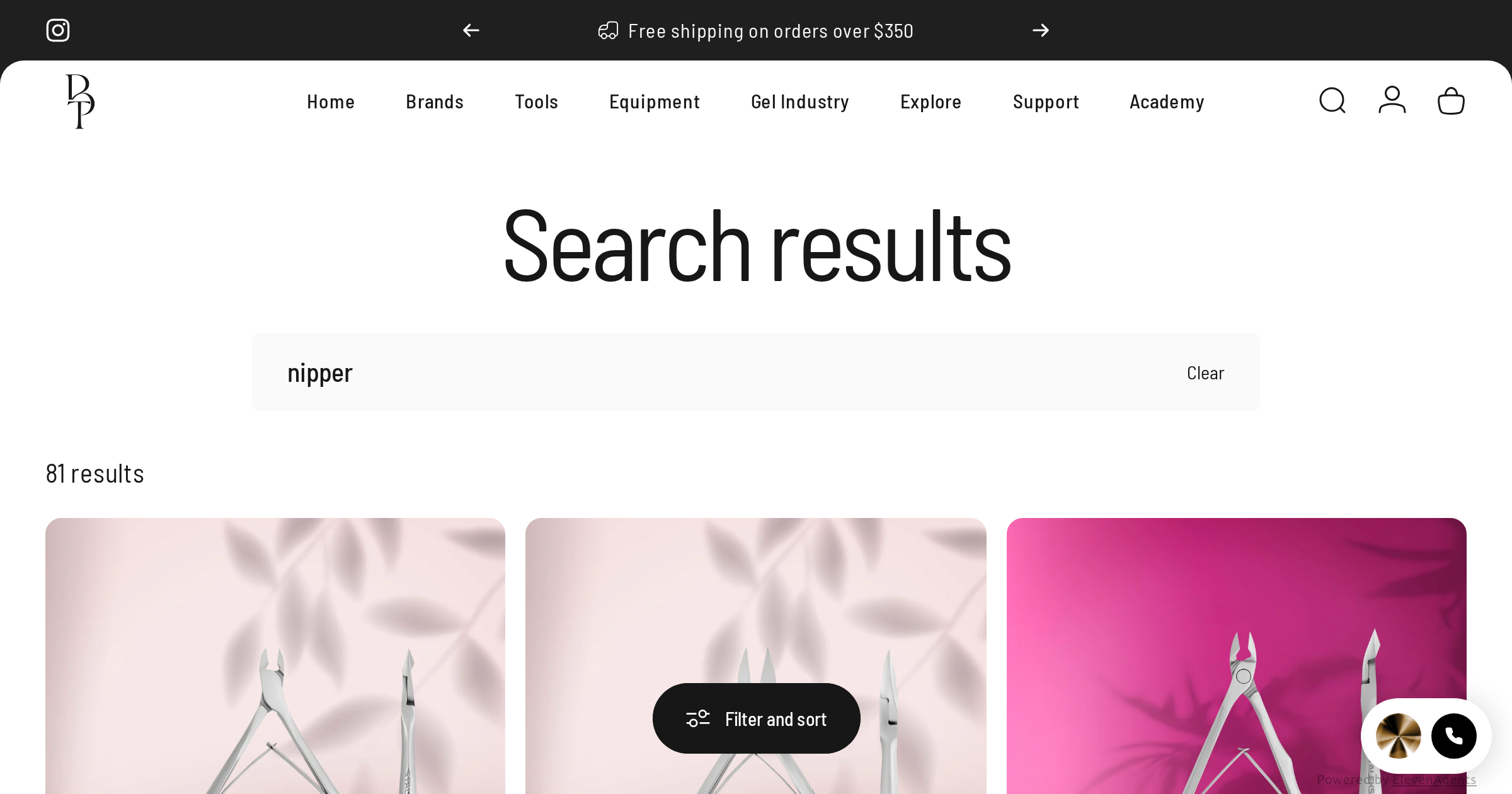 Search results showing cuticle nippers on beautytools.au