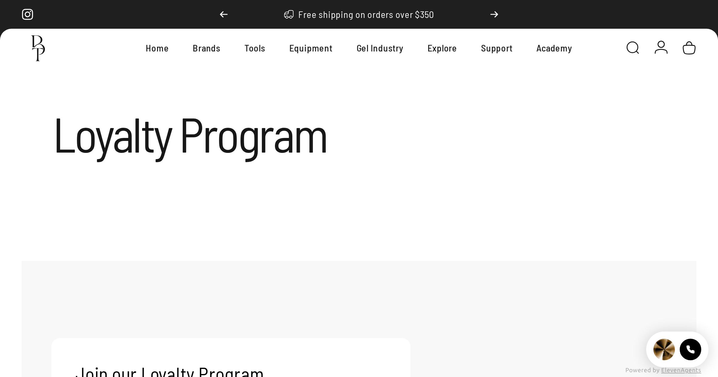 Loyalty program page on beautytools.au
