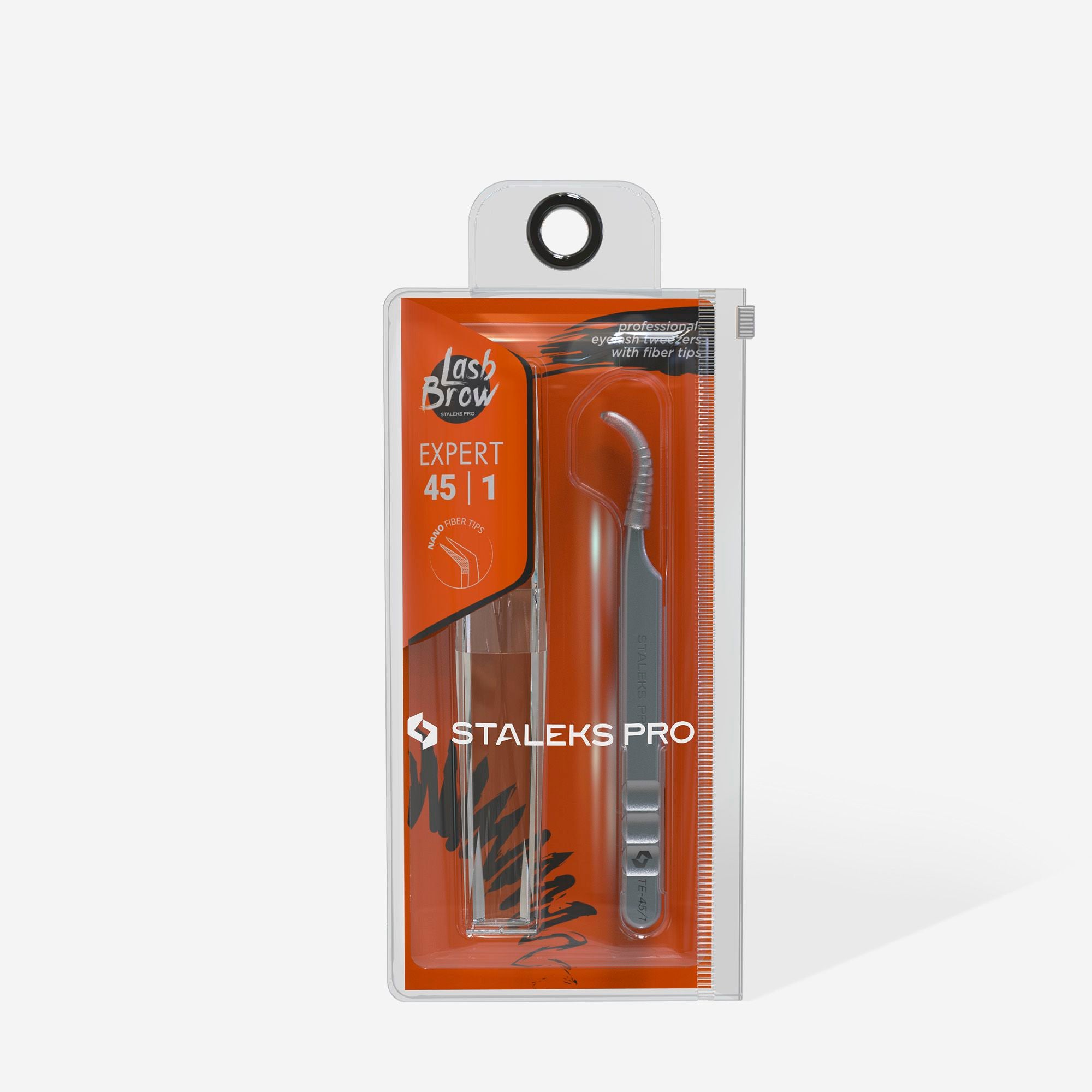 TE-45/1 Prof. eyelash tweezers with fiber tips curved