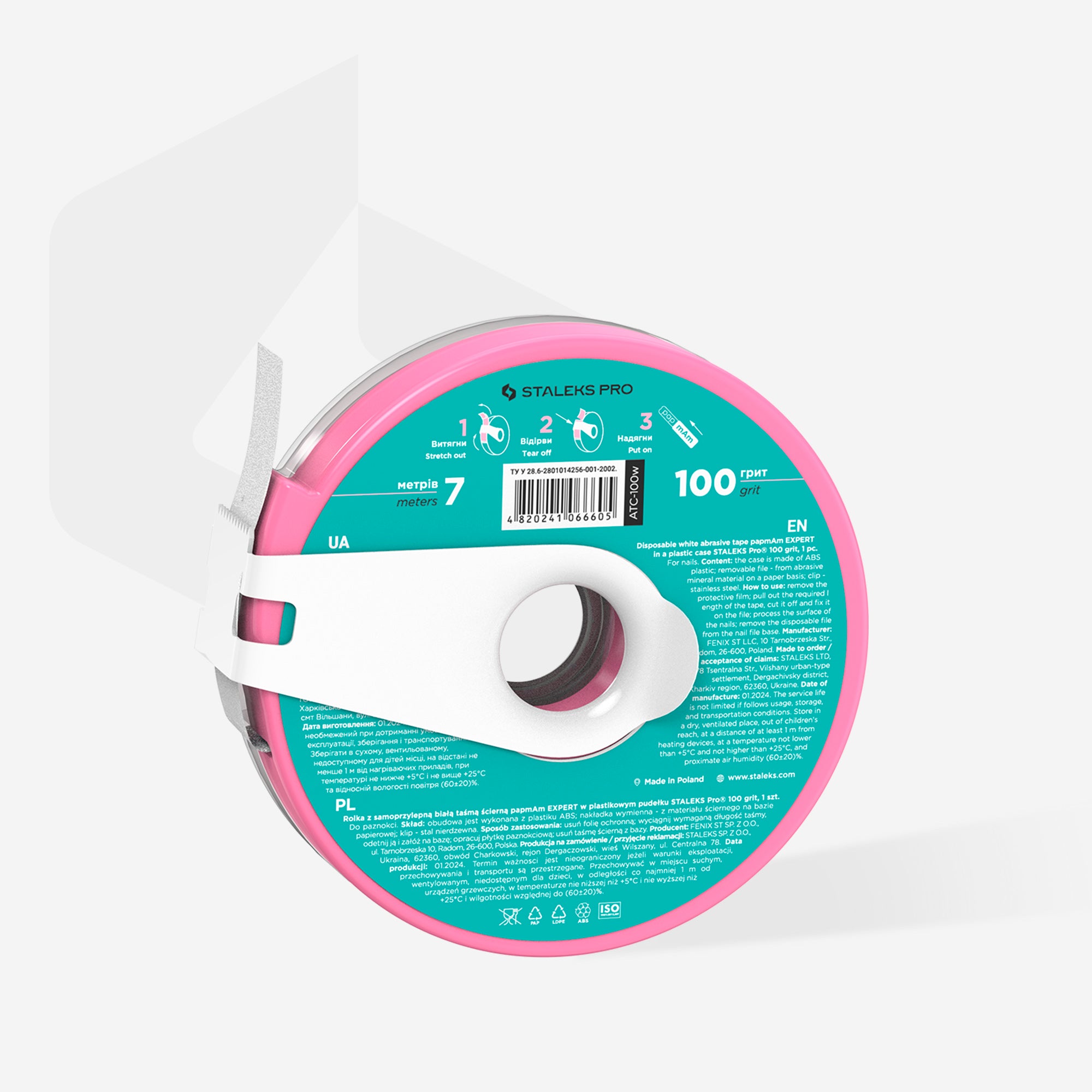 ATC-100w Disposable white abrasive tape papmAm 100 grit