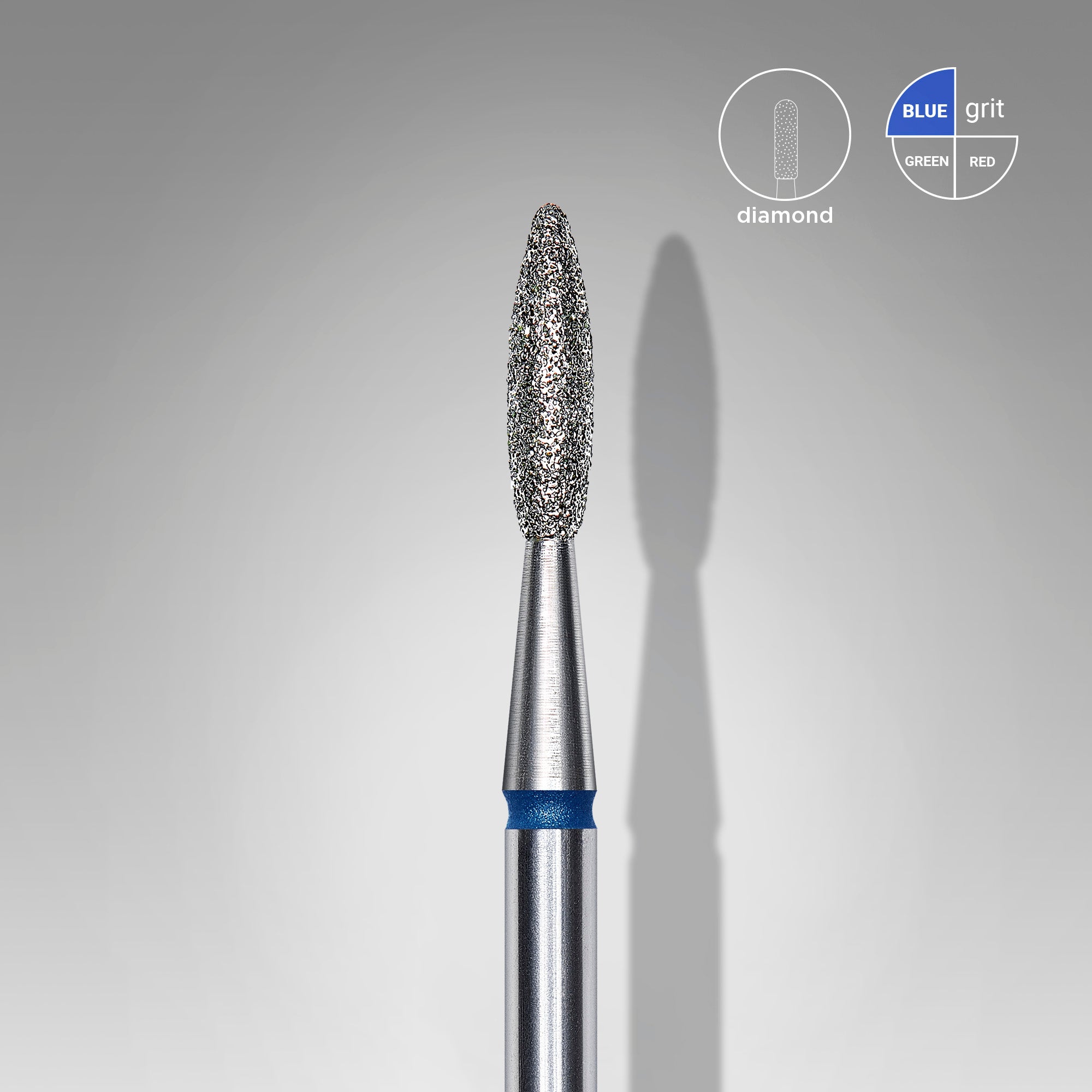 Diamond nail drill bit flame blue EXPERT head diameter 2.1 mm / working part 8 mm