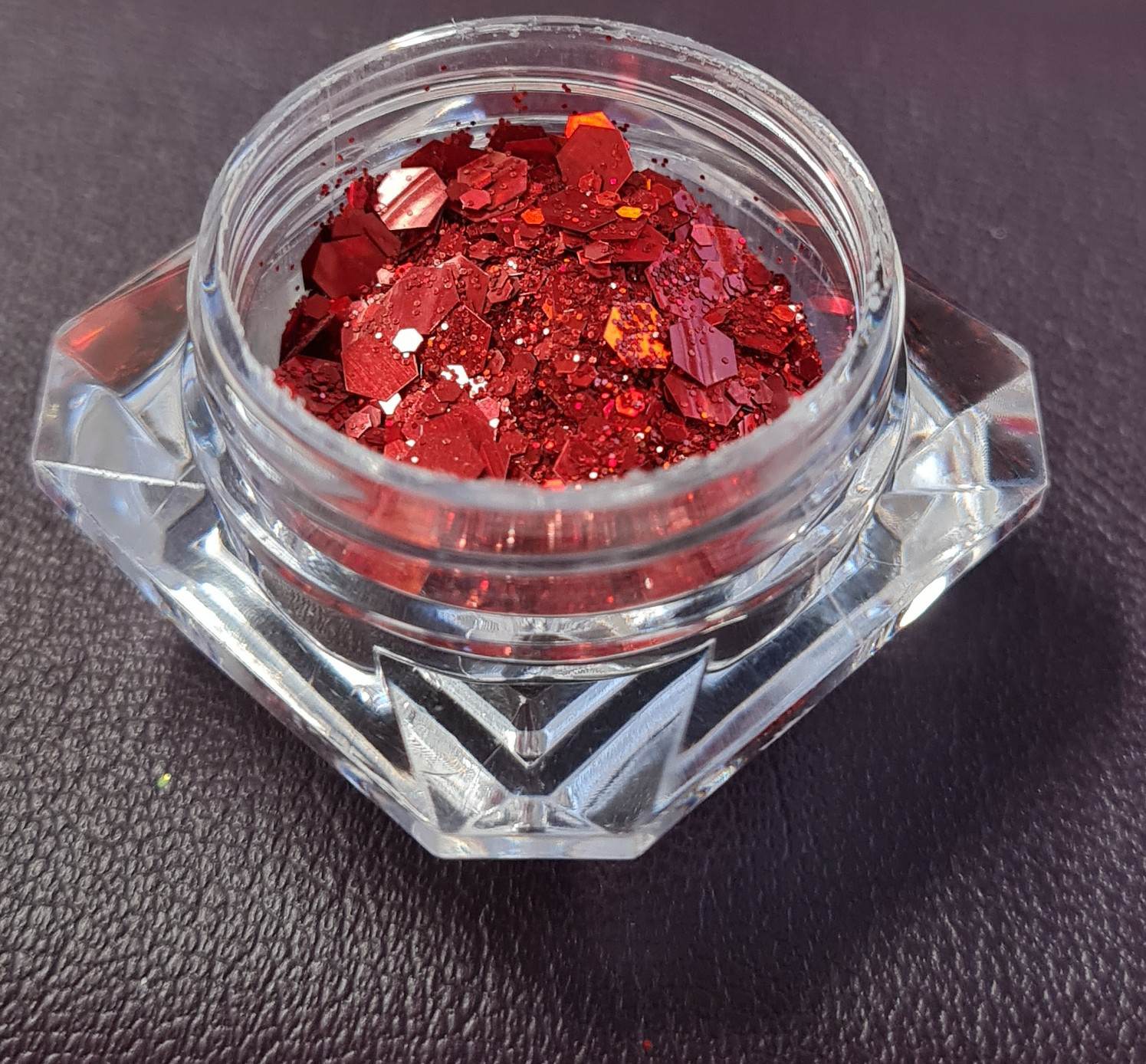 Premium Holographic Effect Glitter flakes, red image 0