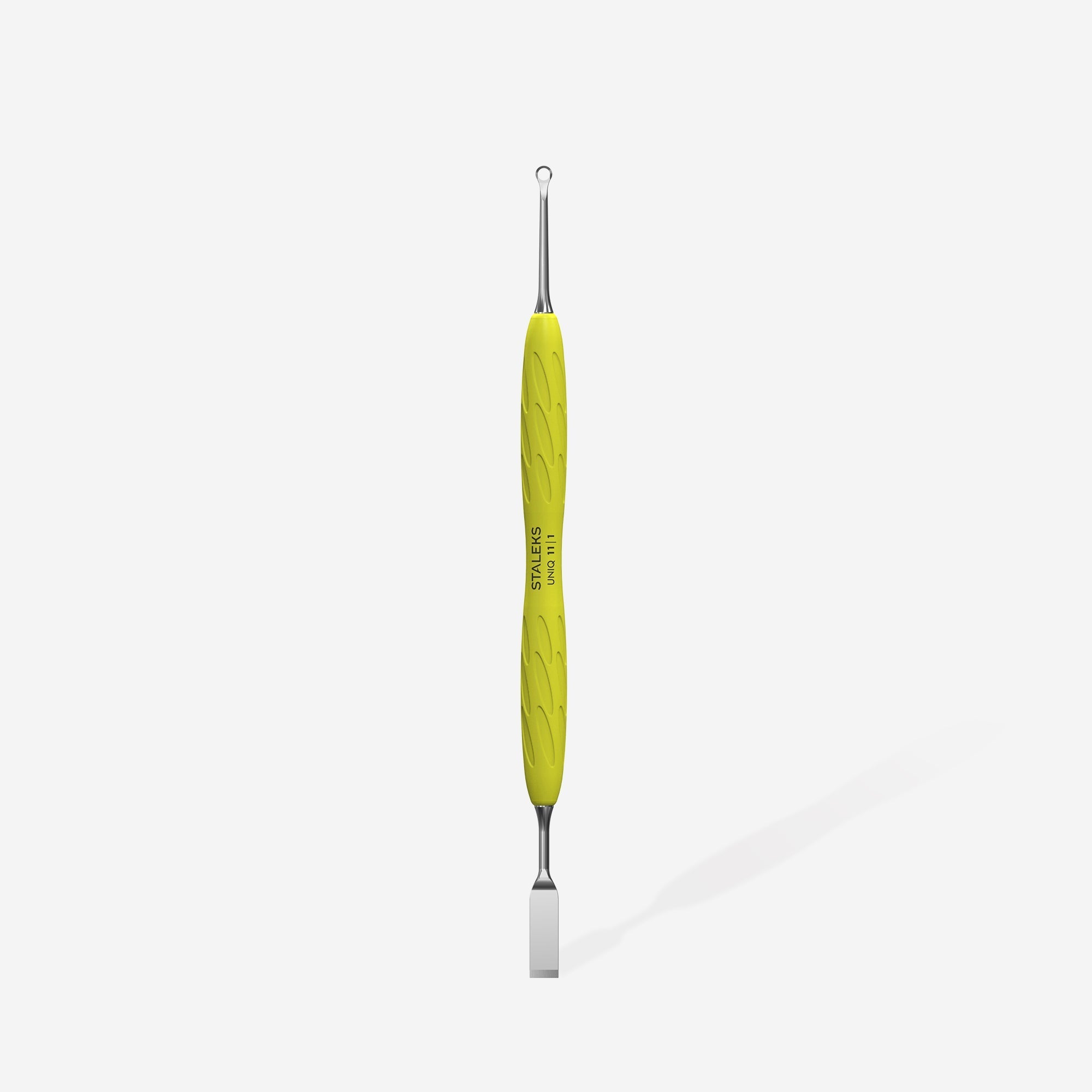 PQ-11/1y Manicure pusher Gummy with yellow silicone handle UNIQ 11 TYPE 1