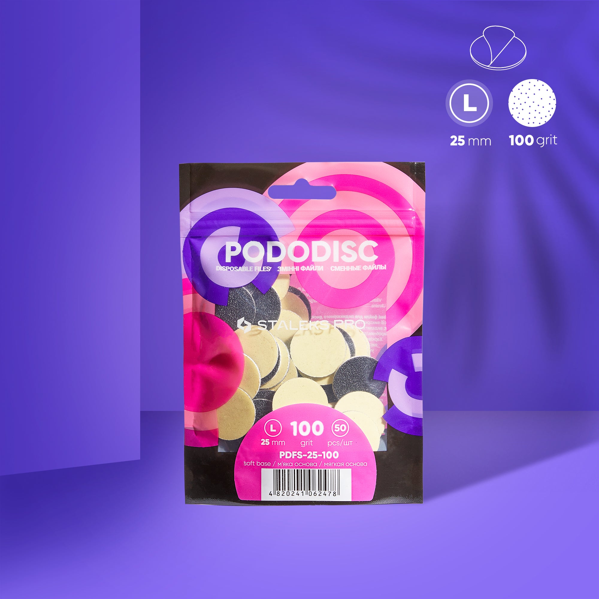 PDFS-25-100 Disposable files on a soft base L, 100 grit (50 pcs) image 0