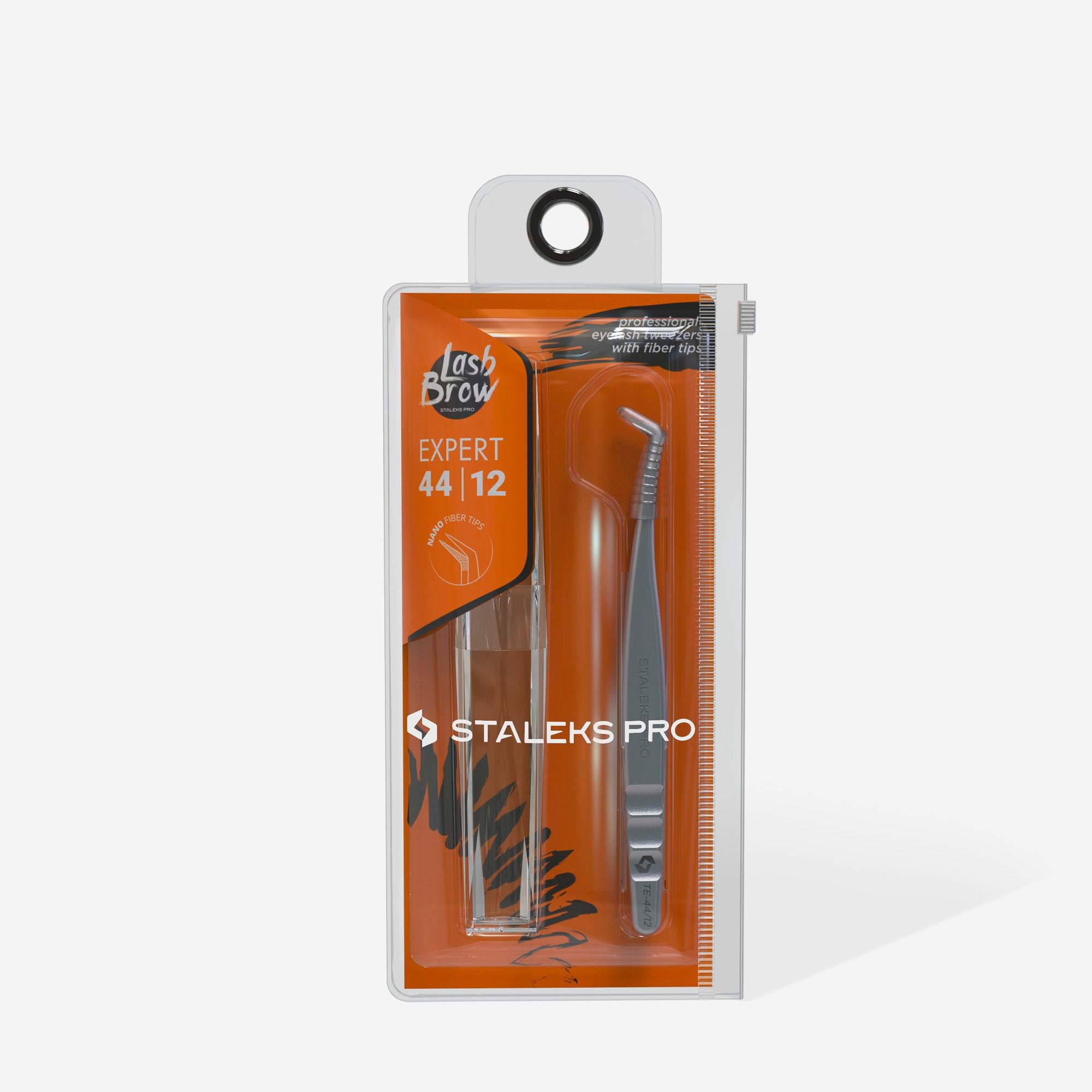 TE-44/12 Prof. Eyelash Tweezers with fiber tips L-shaped, 65'