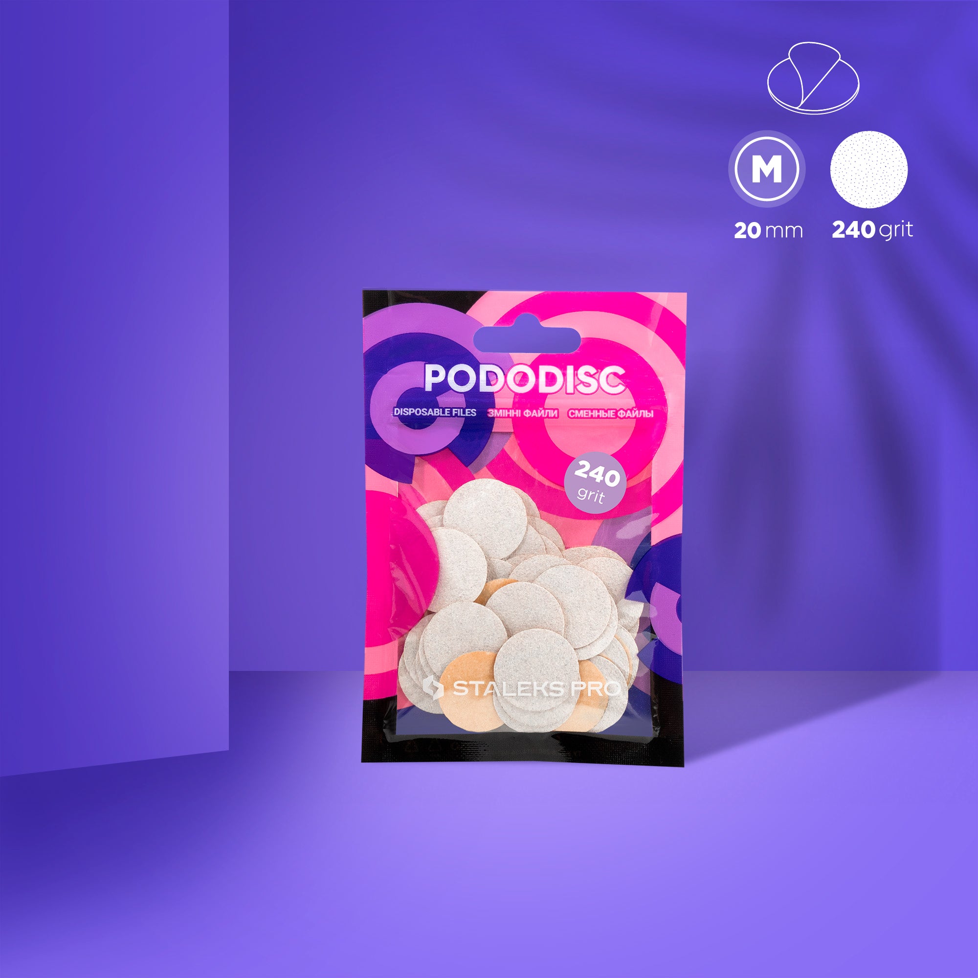 PDF-20-240w White refill pads for Pododisc Pro M, 240 grit, 50 pcs