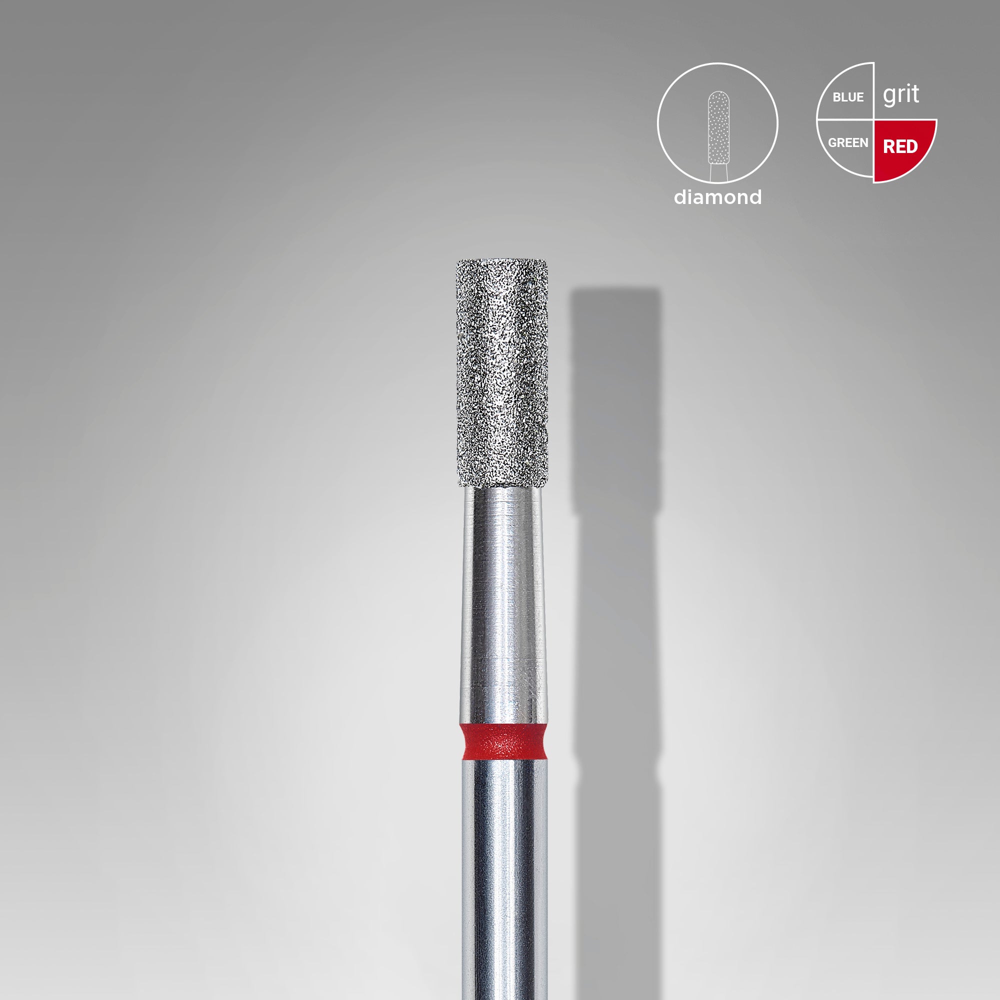 FA20R025/6 DIAMOND NAIL DRILL BIT, "CYLINDER", RED