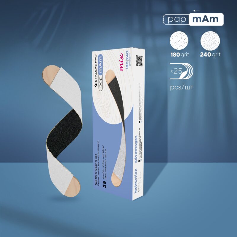 DWCEMix-22-180/240 double-sided files papmAm on a wooden base 25pcs