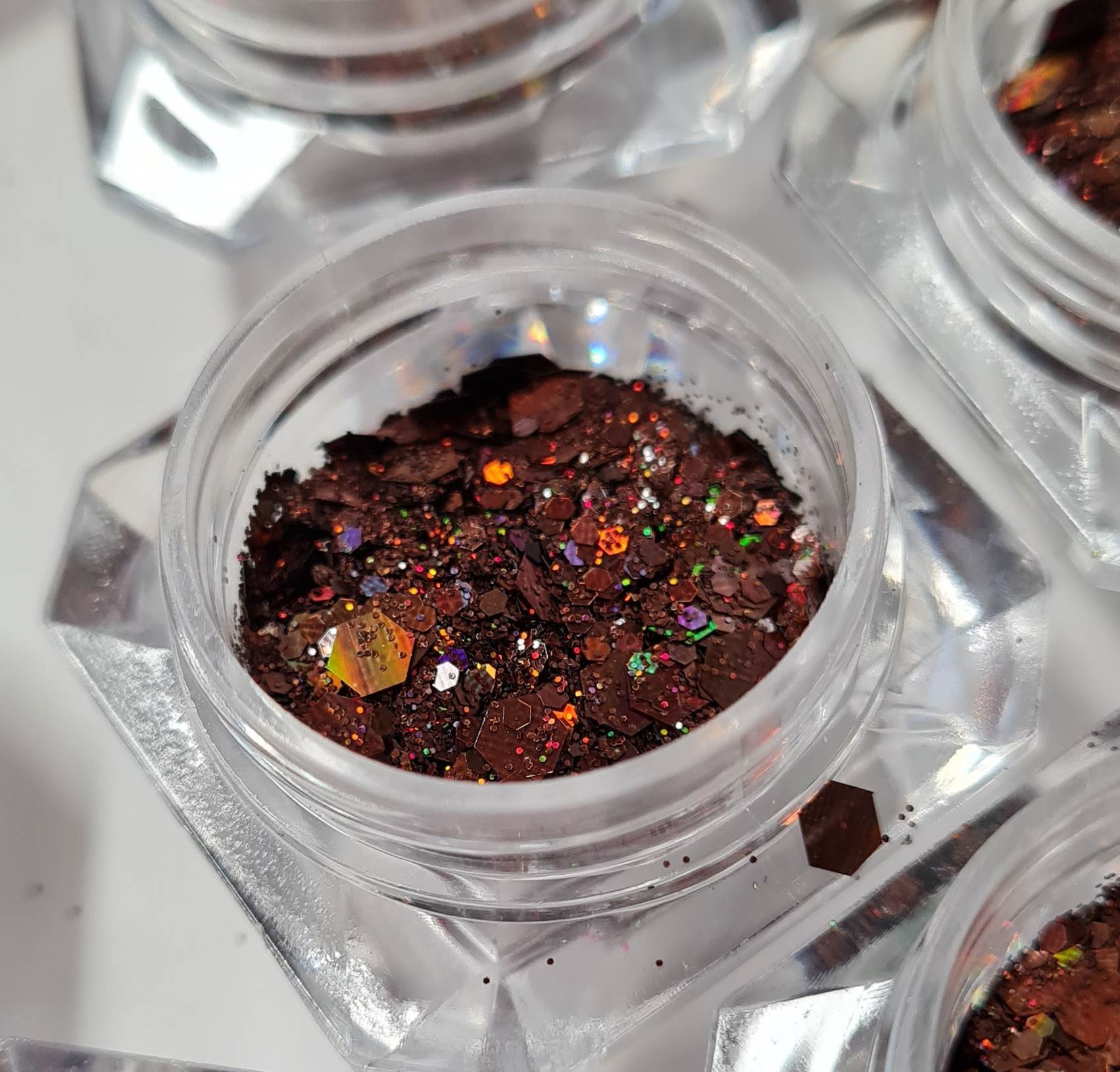 Premium Holographic Effect Glitter flakes, burgundy image 1