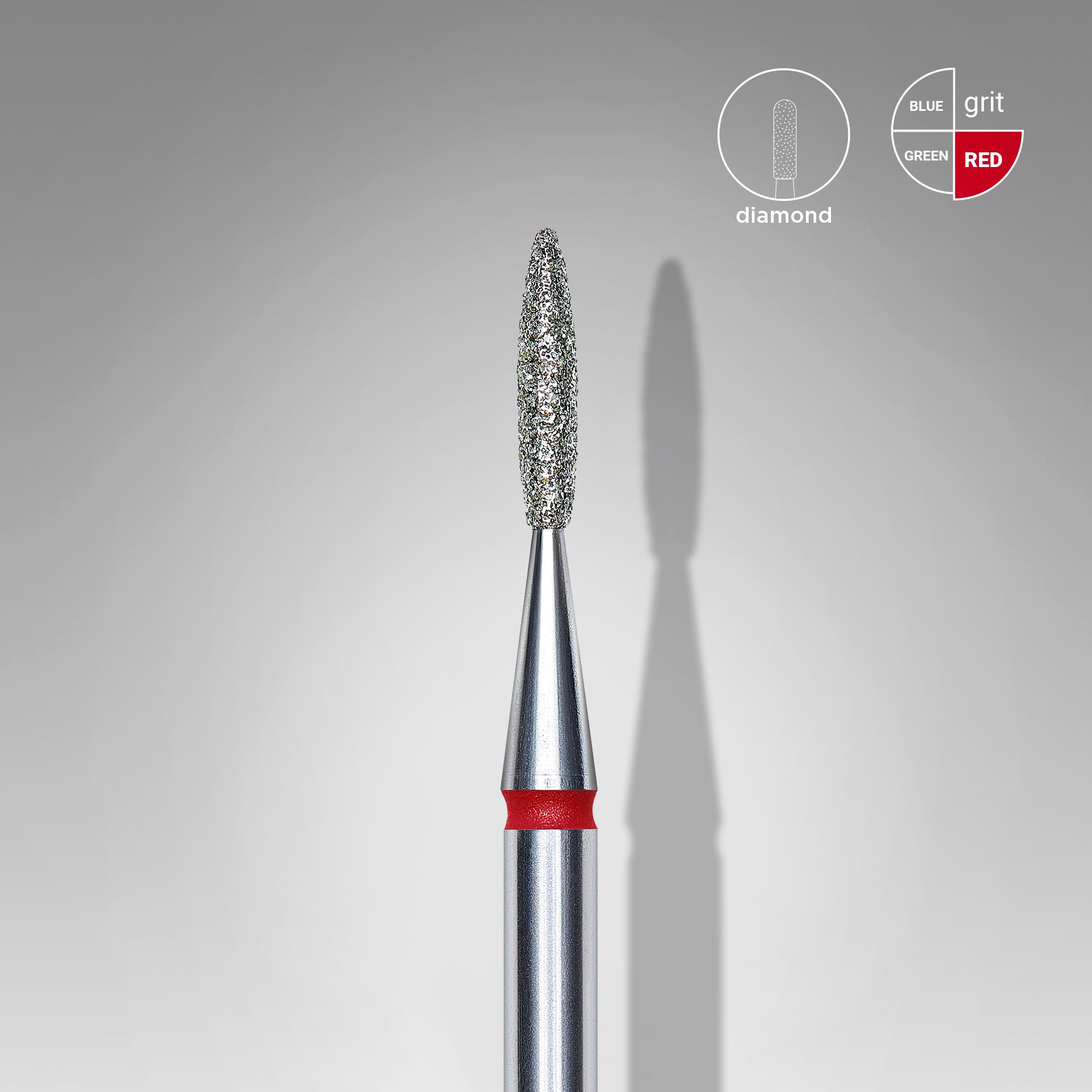 FA10R016/8 DIAMOND NAIL DRILL BIT, "FLAME" , RED