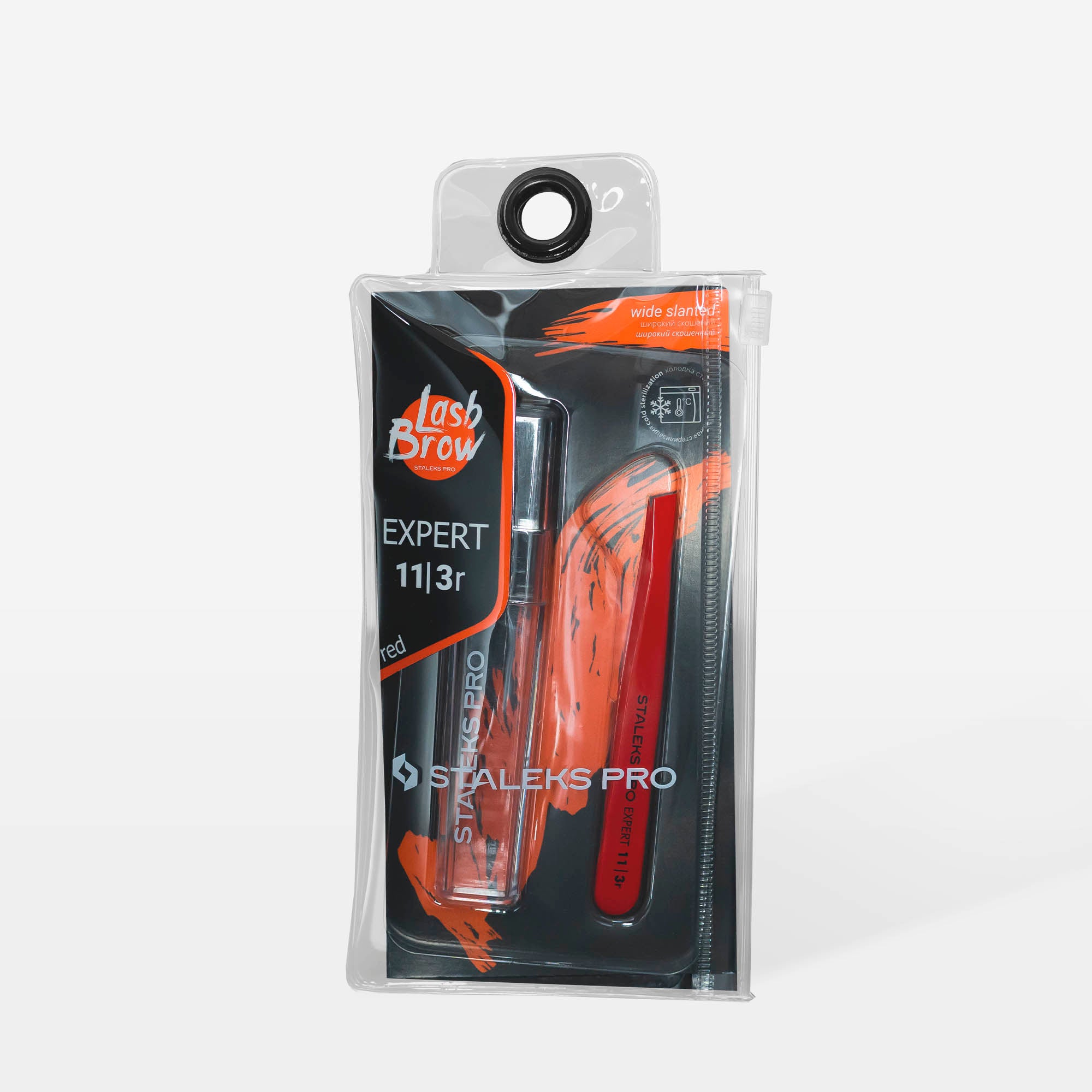 TE-11/3r Eyebrow tweezers Pro Expert 11 Type 3r (wide slant), red