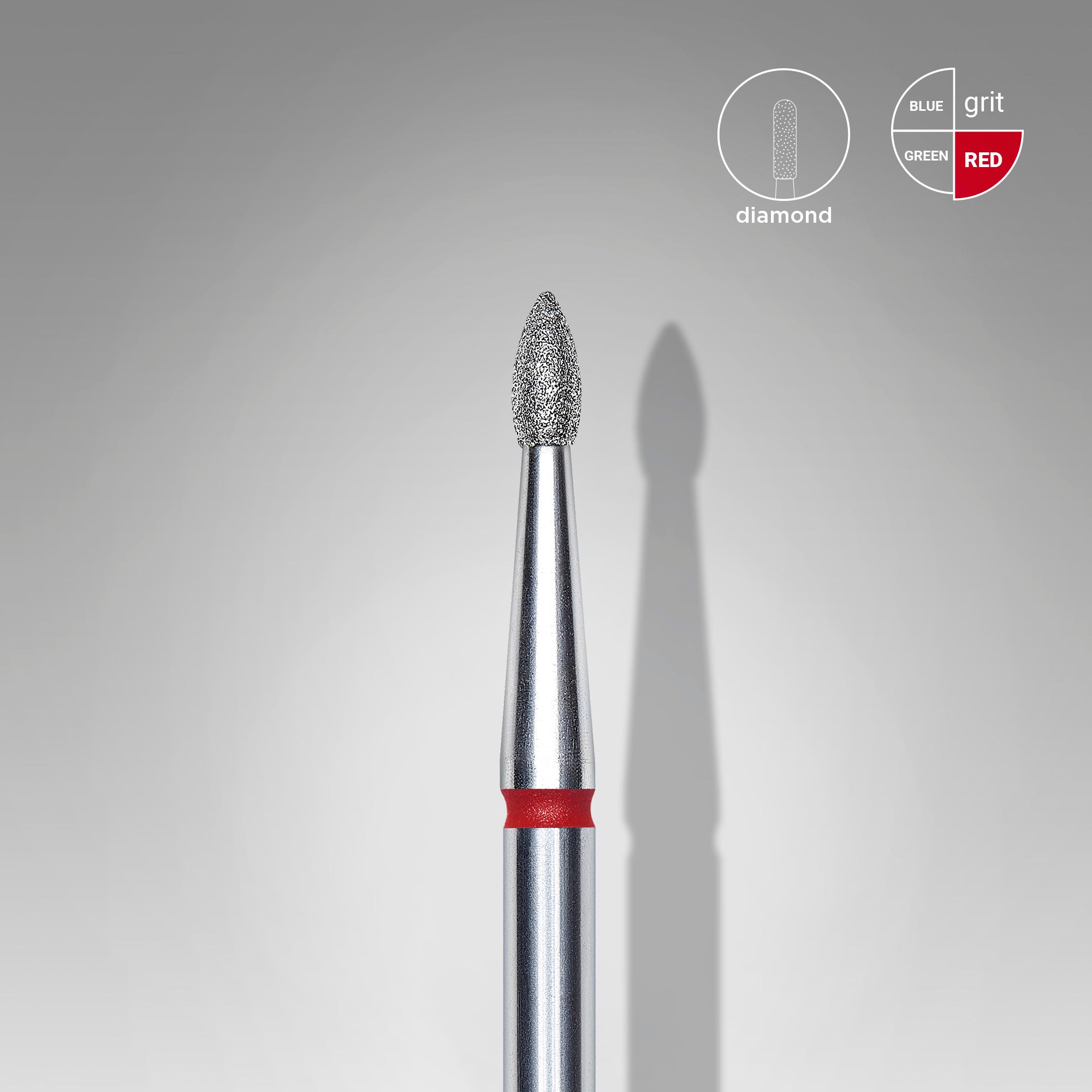 FA60R018/4 DIAMOND NAIL DRILL BIT, POINTED "BUD" , RED