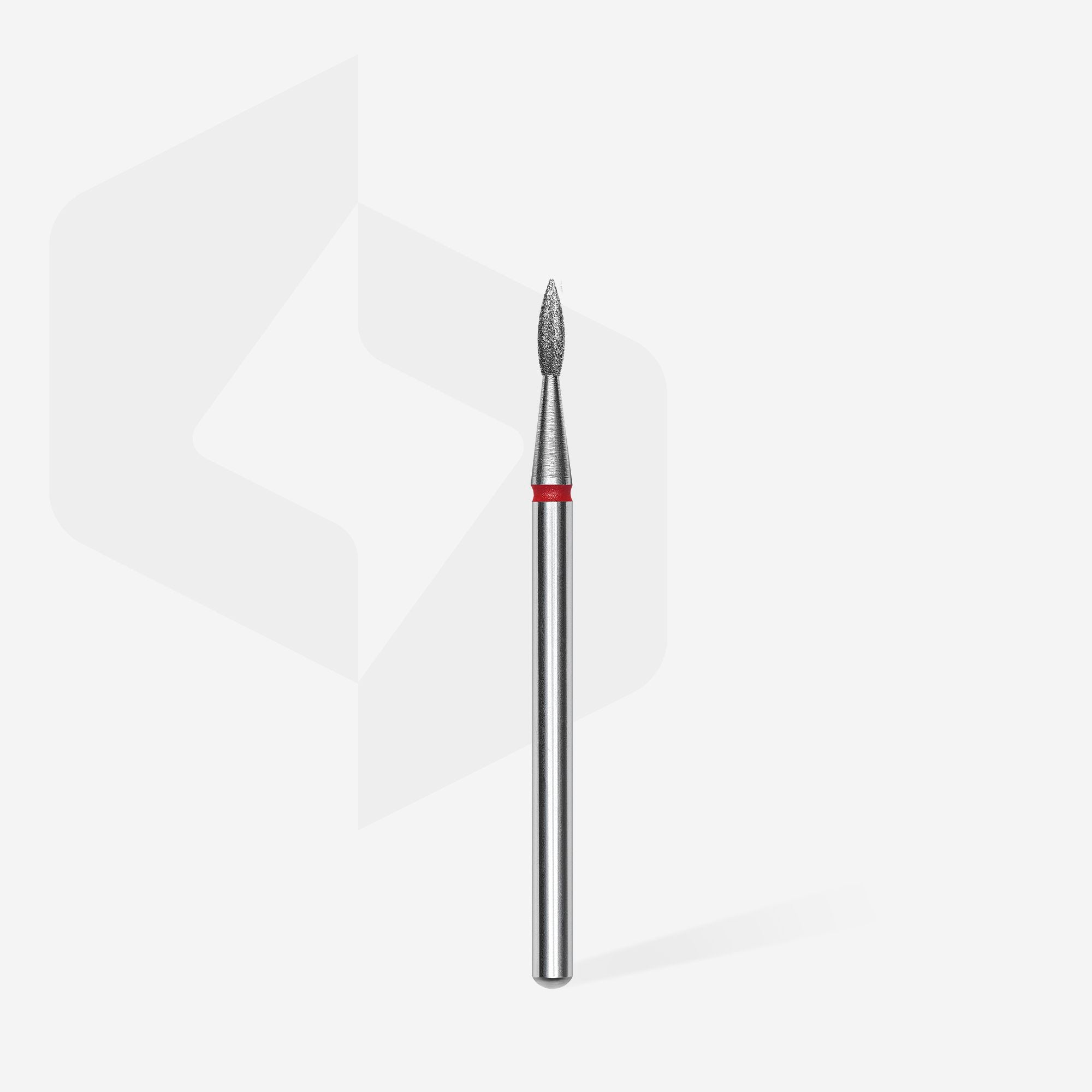 Diamond nail drill bit pointed flame red EXPERT head diameter 1.8 mm / working part 8 mm
