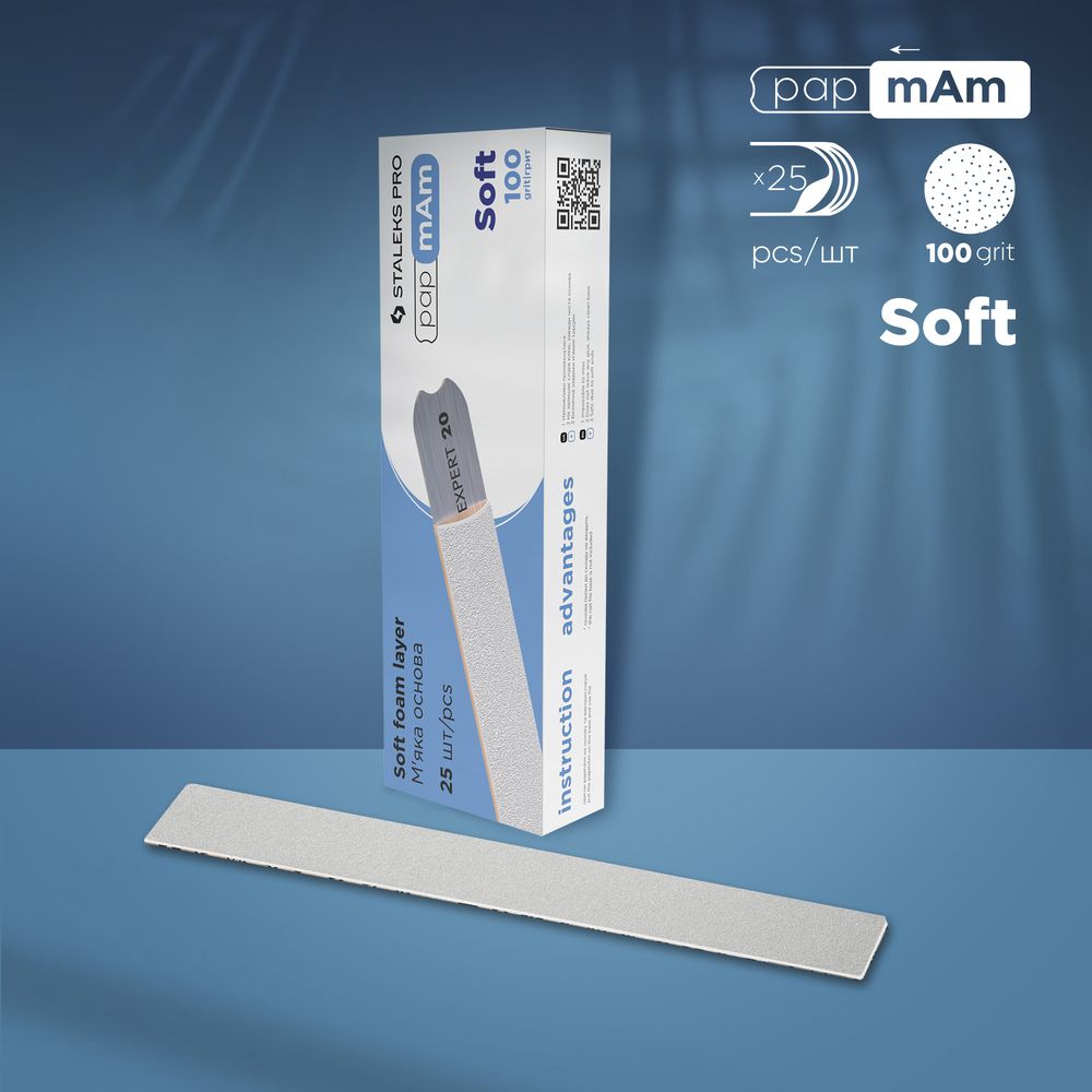STALEKS DFCE-20-100/25w — Disposable white files papmAm on soft foam layer EXPERT 20 100 grit (25 pcs) — official view 1
