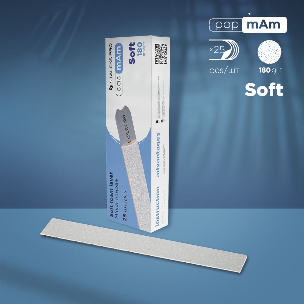 STALEKS DFCE-20-180/25w — Disposable white files papmAm on soft foam layer EXPERT 20 180 grit (25 pcs) — official view 1