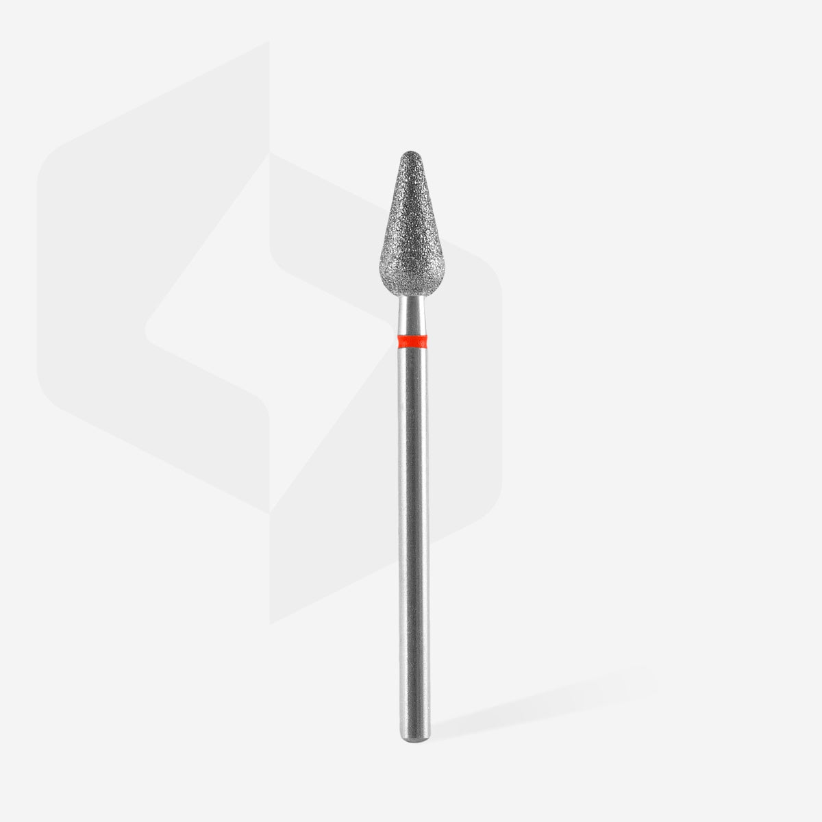 STALEKS FA101R050/12 — Diamond nail drill bit rounded pear red EXPERT diameter 5 mm / working part 12 mm — full-tool view