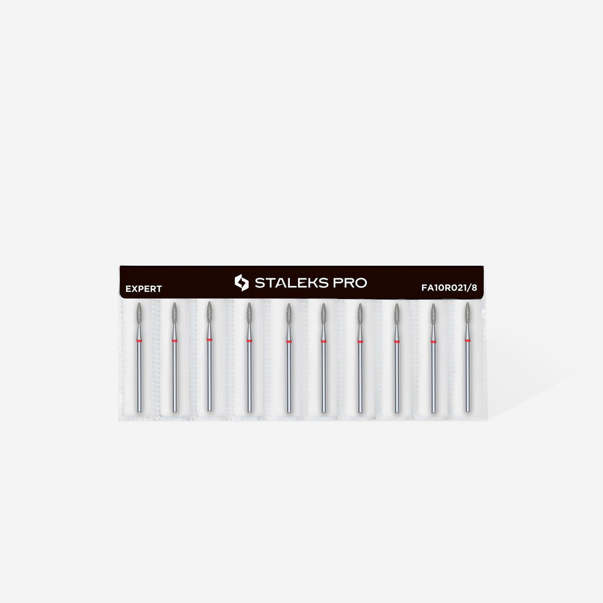 STALEKS FA10R021/8 — Diamond nail drill bit flame red EXPERT head diameter 2,1 mm / working part 8 mm — official view 3