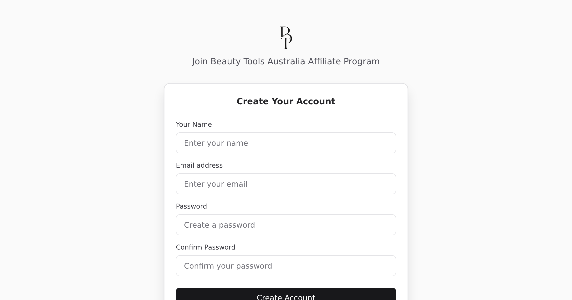 Affiliate program registration on beautytools.au