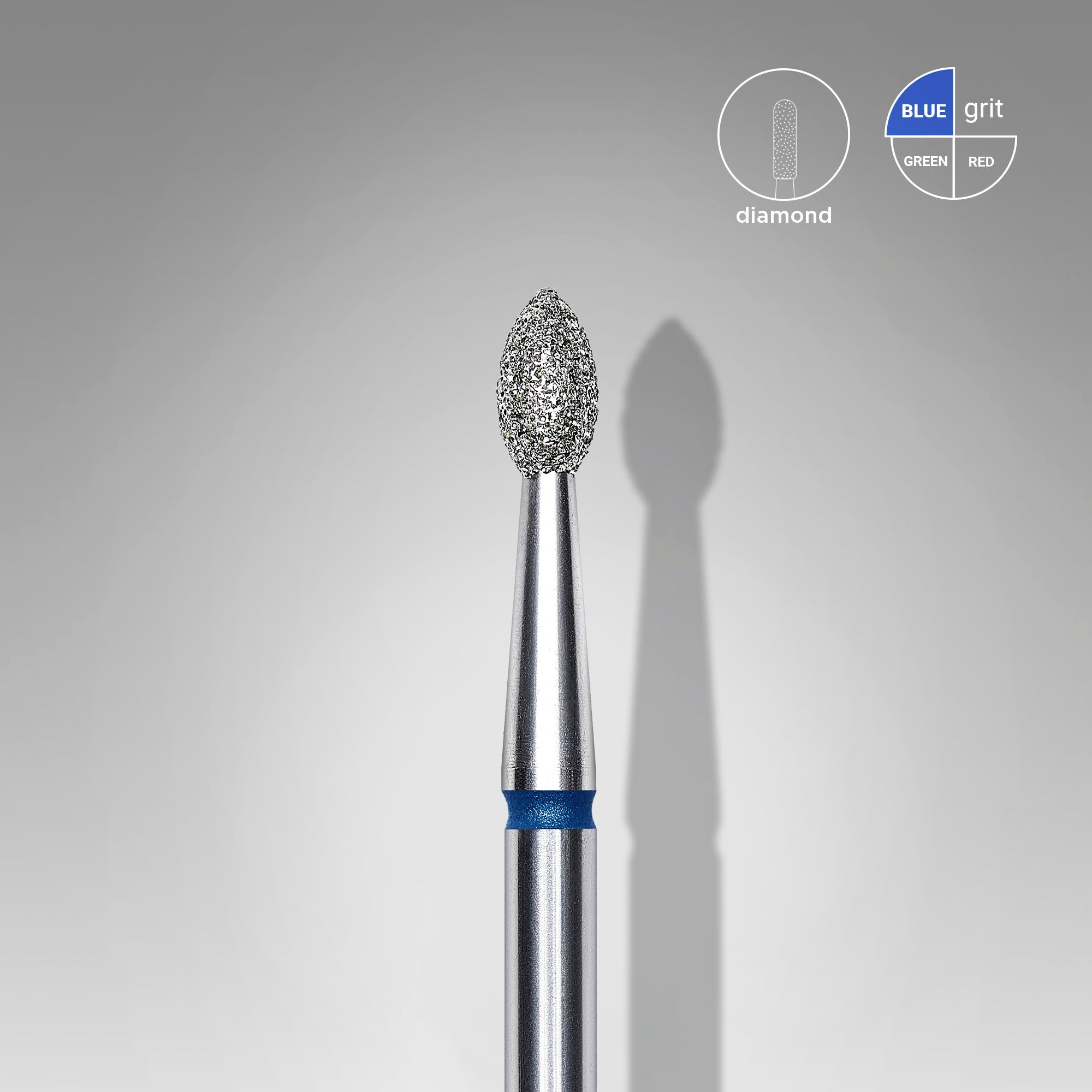 Diamond nail drill bit pointed bud blue EXPERT head diameter 2.5 mm / working part 4.5 mm