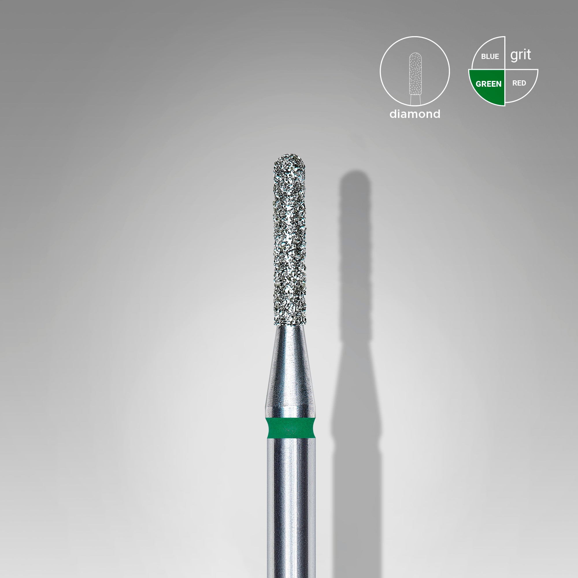Diamond nail drill bit rounded cylinder green EXPERT head diameter 1.4 mm / working part 8 mm