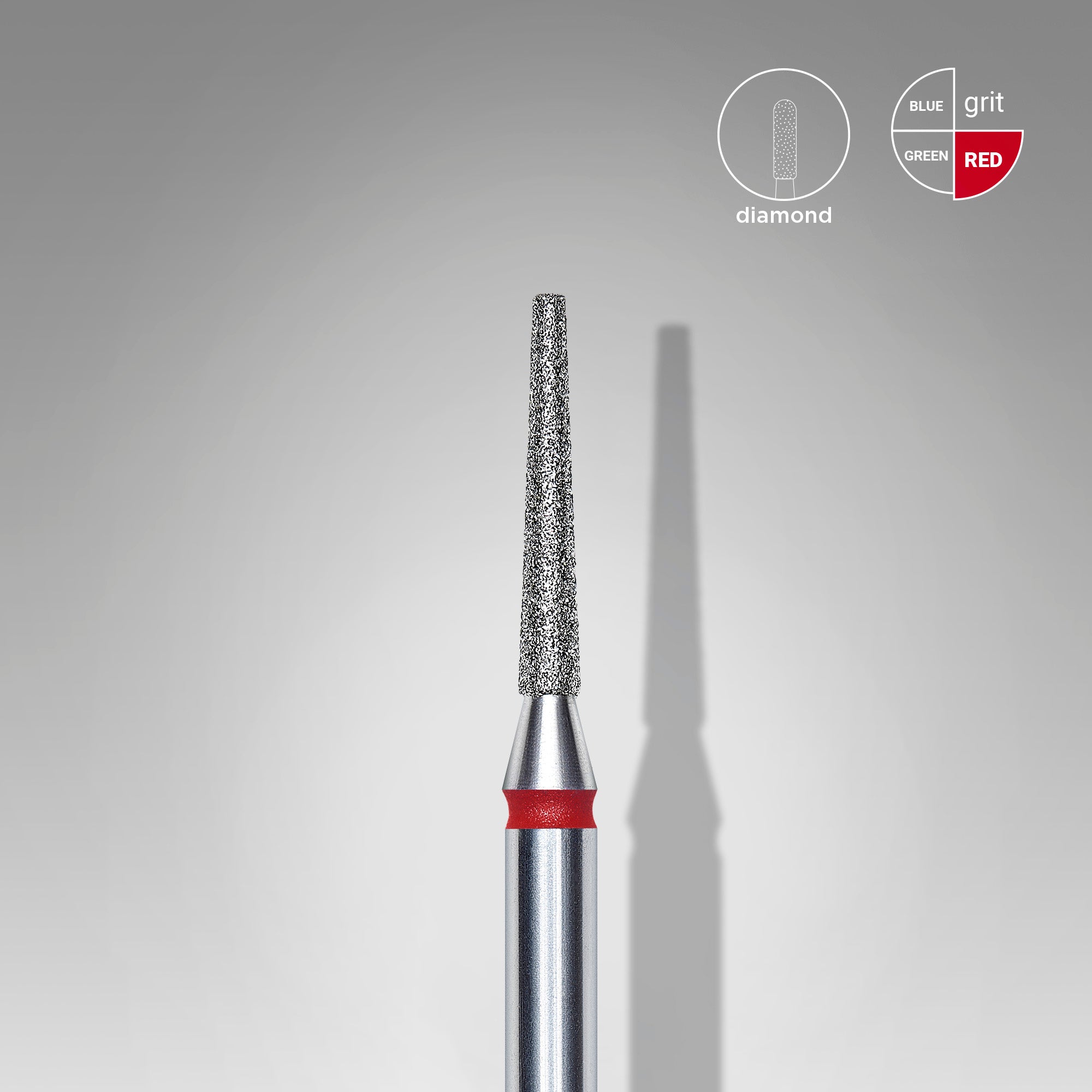 Diamond nail drill bit frustum red EXPERT head diameter 1.6 mm / working part 10 mm