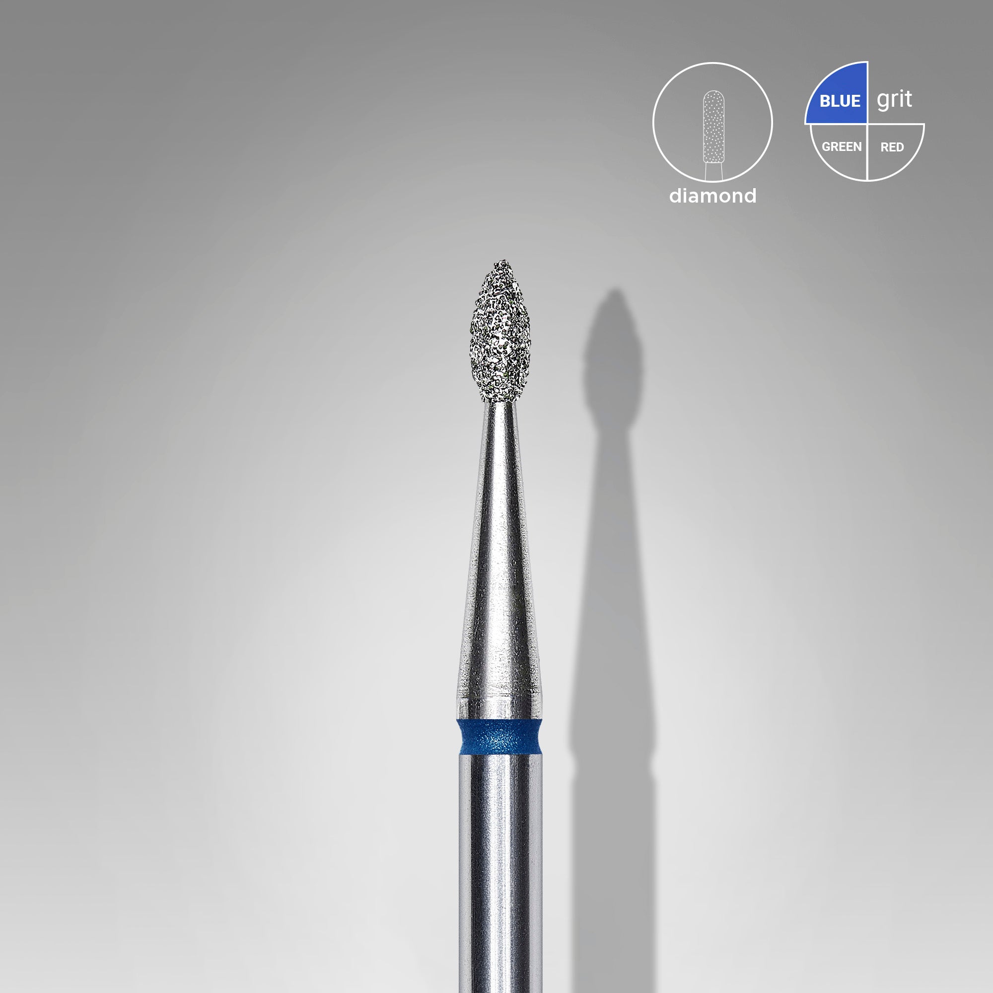 Diamond nail drill bit drop blue EXPERT head diameter 1.6 mm / working part 4 mm