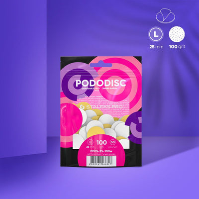 STALEKS PODODISC L PDFS-25-100w disposable white pedicure disc files, soft foam layer, 25mm, 100 grit, 50 pcs (view 1)