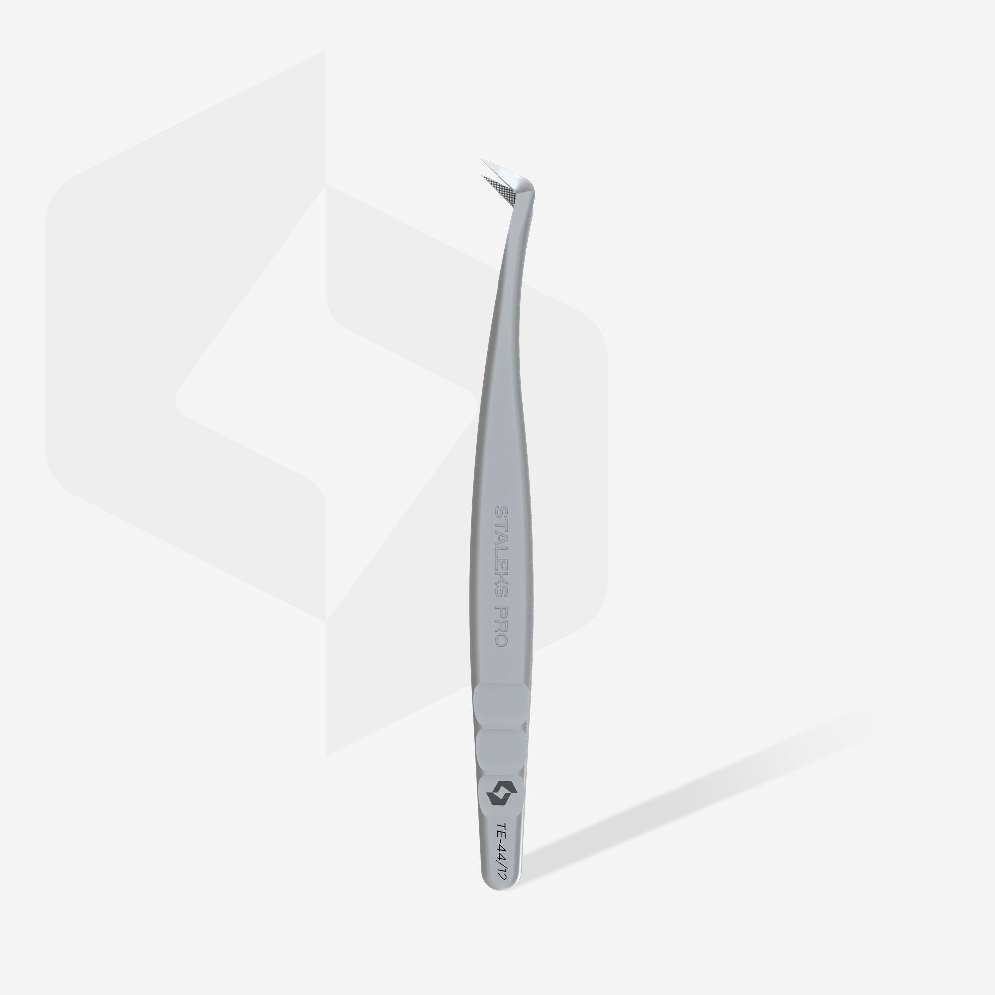 TE-44/12 Prof. Eyelash Tweezers with fiber tips L-shaped, 65'