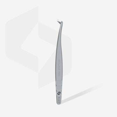 TE-44/12 Prof. Eyelash Tweezers with fiber tips L-shaped, 65'
