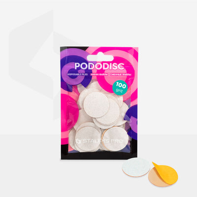 STALEKS PRO PODODISC L disposable white pedicure disc files, 25 mm, 100 grit, 50 pcs (view 3)