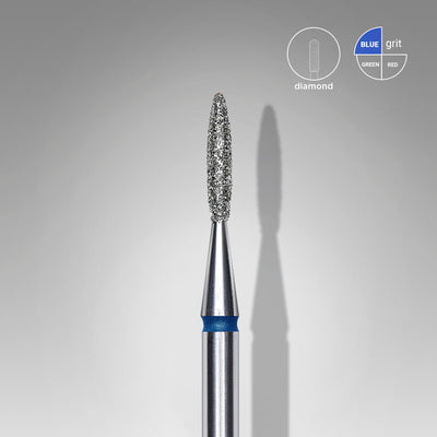 FA11B016/8 DIAMOND NAIL DRILL BIT, "FLAME" , POINTED, BLUE