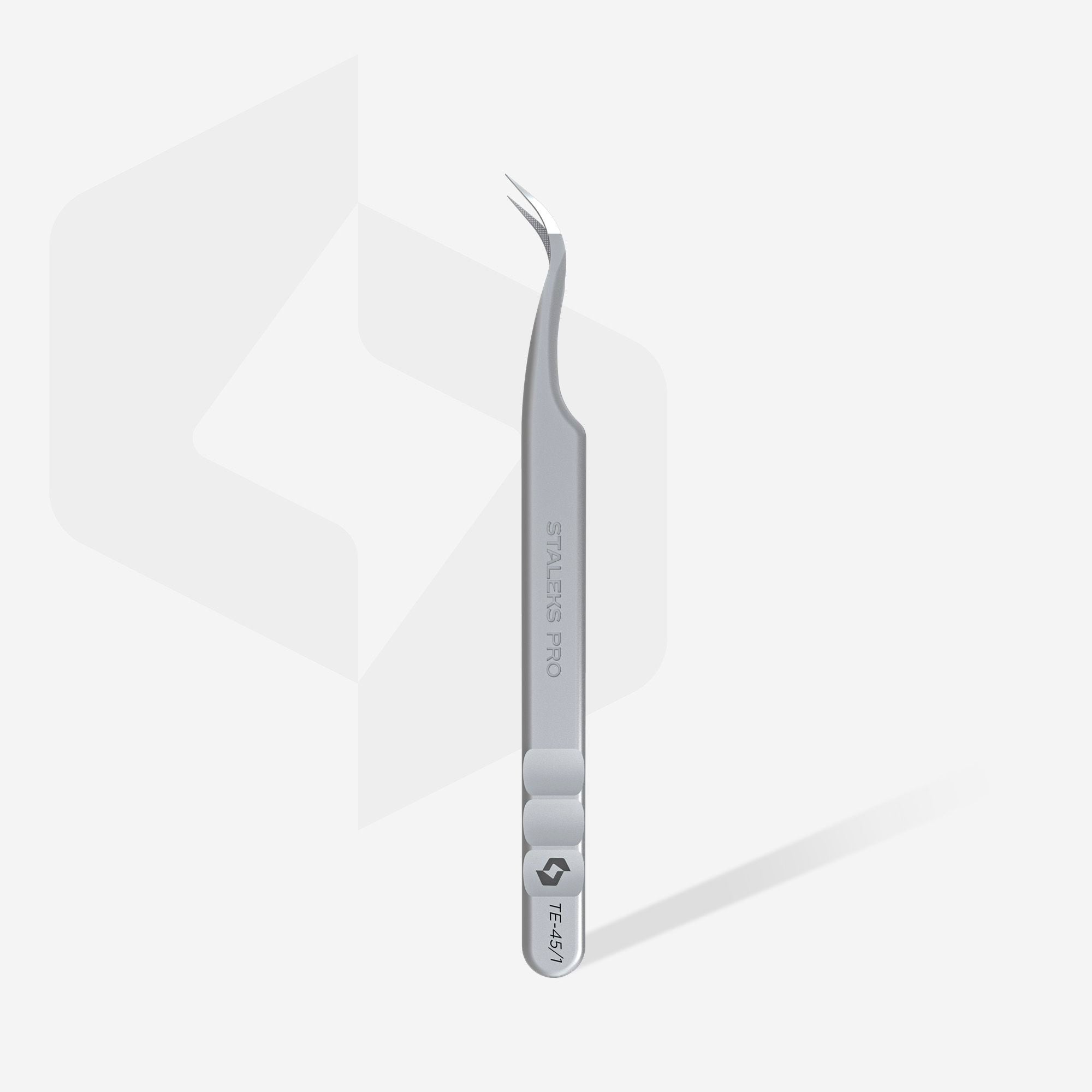 TE-45/1 Prof. eyelash tweezers with fiber tips curved