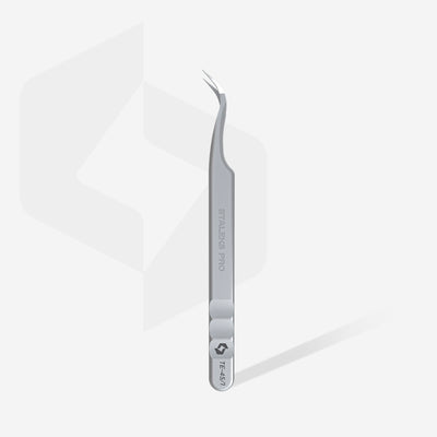 TE-45/1 Prof. eyelash tweezers with fiber tips curved