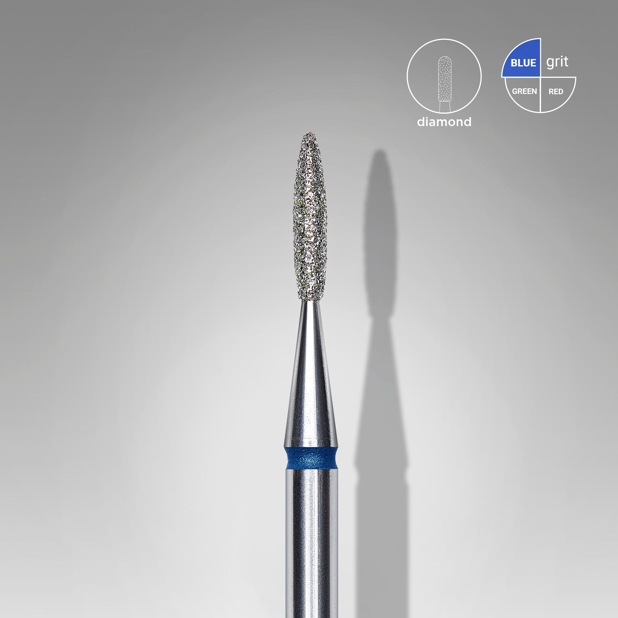 FA10B016/8 DIAMOND NAIL DRILL BIT, "FLAME" , BLUE