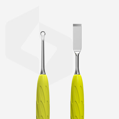 PQ-11/1y Manicure pusher Gummy with yellow silicone handle UNIQ 11 TYPE 1 