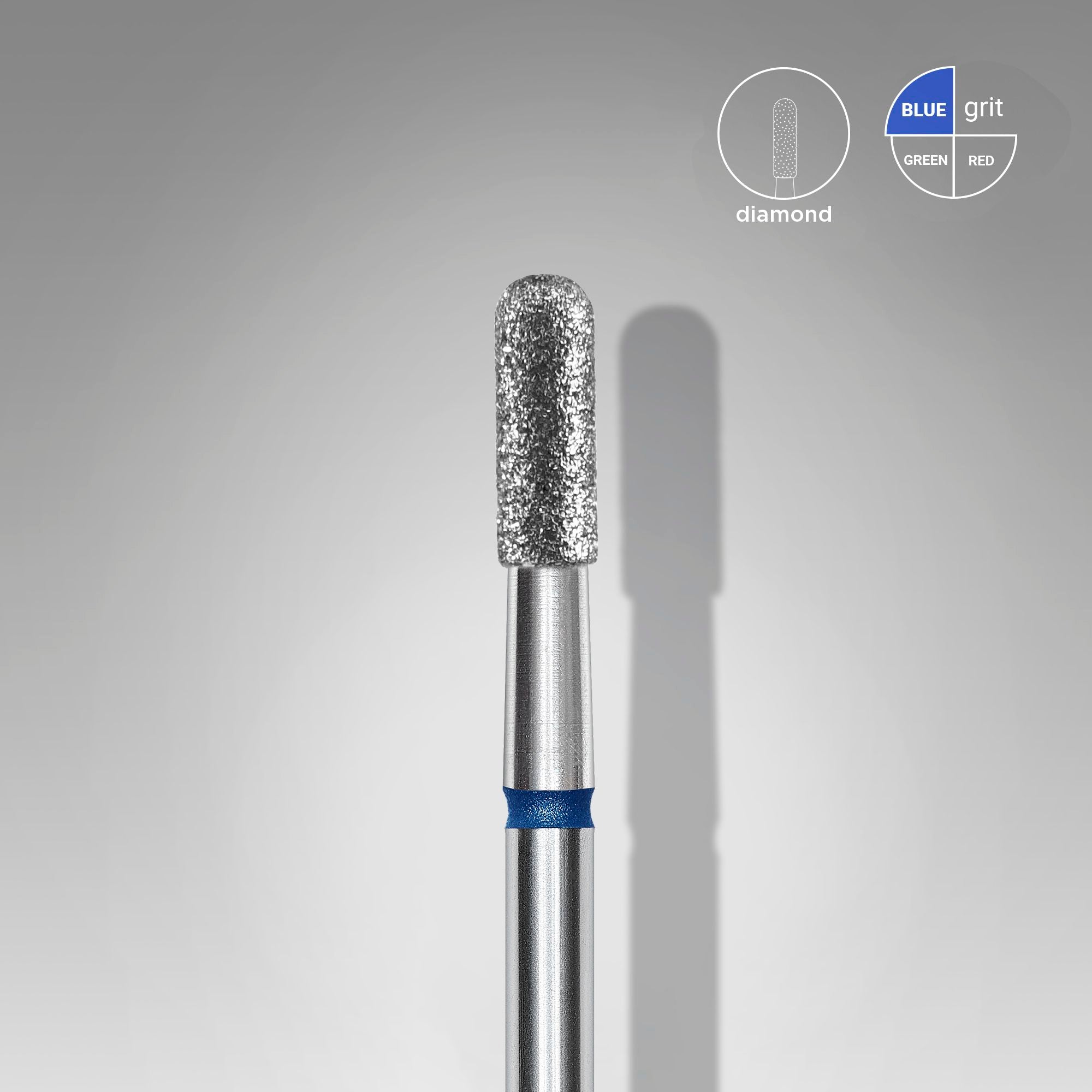 Diamond nail drill bit rounded cylinder blue EXPERT head diameter 2.3 mm / working part 6.5 mm