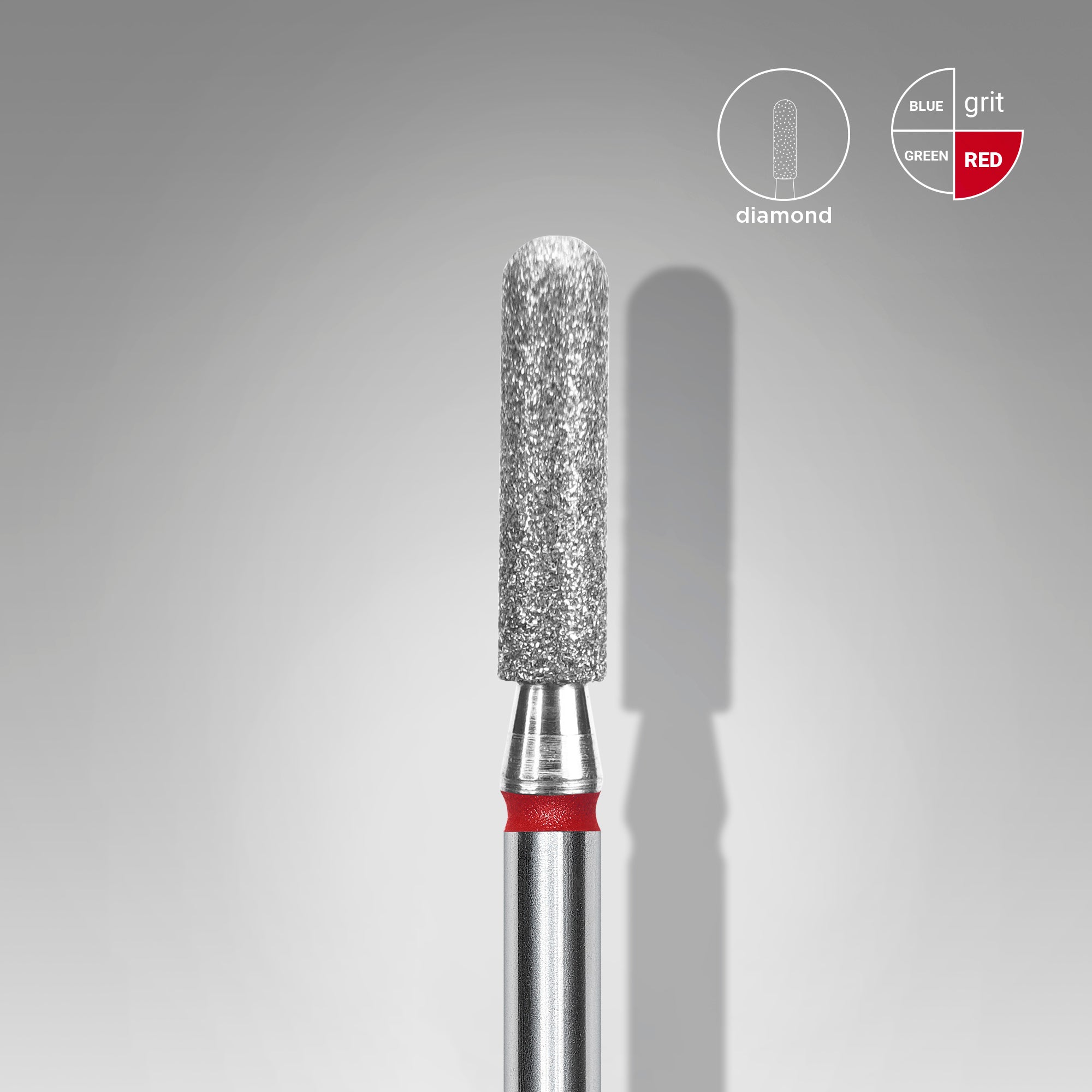 Diamond nail drill bit rounded cylinder red EXPERT head diameter 2.5 mm / working part 10 mm