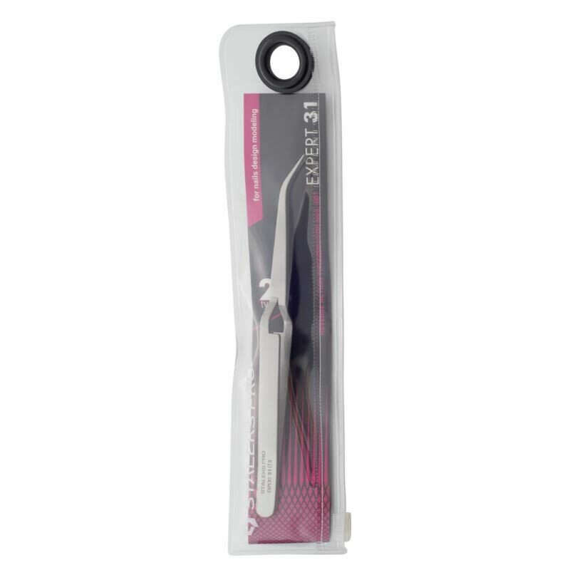 STALEKS PRO TE-31/2 reverse action tweezers for nail art, Expert 31 Type 2, angled tip (view 4)