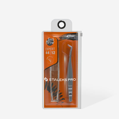 TE-44/12 Prof. Eyelash Tweezers with fiber tips L-shaped, 65'