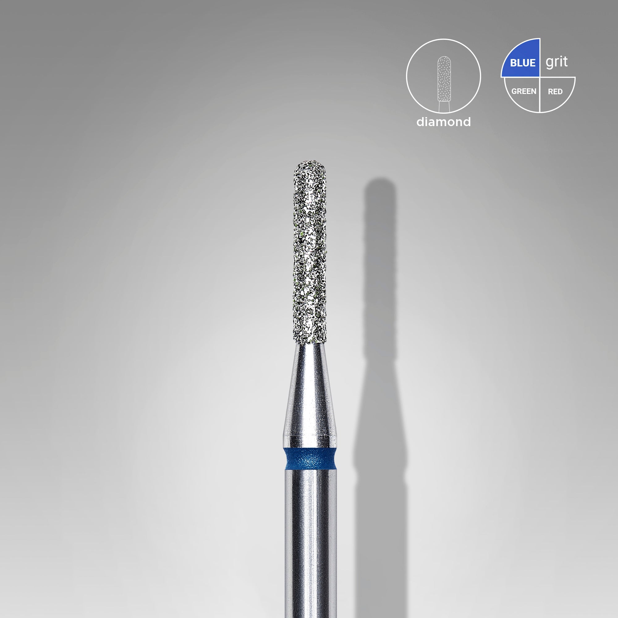 Diamond nail drill bit rounded cylinder blue EXPERT head diameter 1.4 mm / working part 8 mm