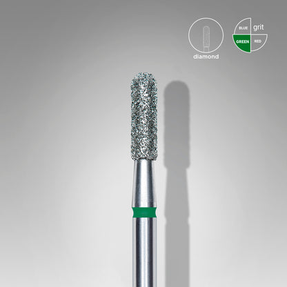 Diamond nail drill bit rounded cylinder green EXPERT head diameter 2.3 mm / working part 8 mm
