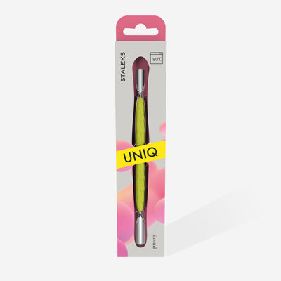 Manicure pusher Gummy with silicone handle UNIQ 10 TYPE 1 (rounded wide and rounded narrow pusher) 