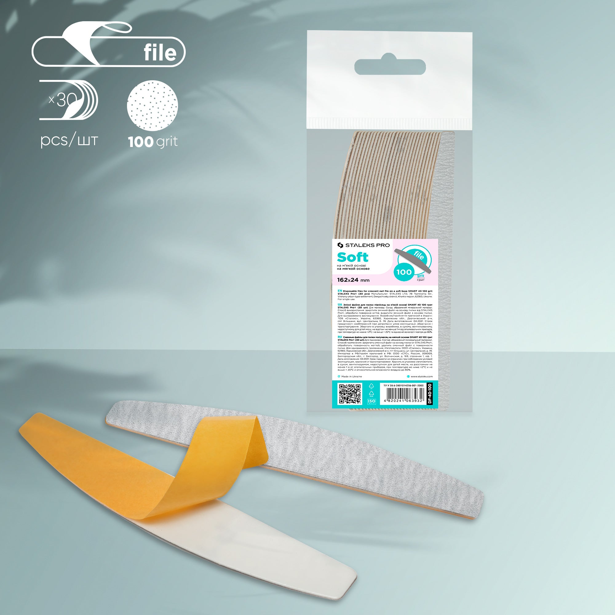 DF-40-100  Disposable files for crescent nail file  Staleks  30pcs image 0