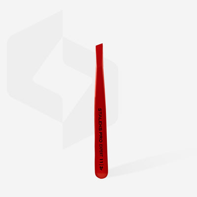 TE-11/3r Eyebrow tweezers Pro Expert 11 Type 3r (wide slant), red