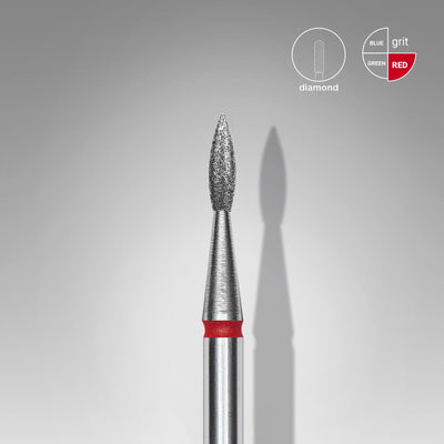 FA11R018/8 Diamond nail drill bit pointed flame, red