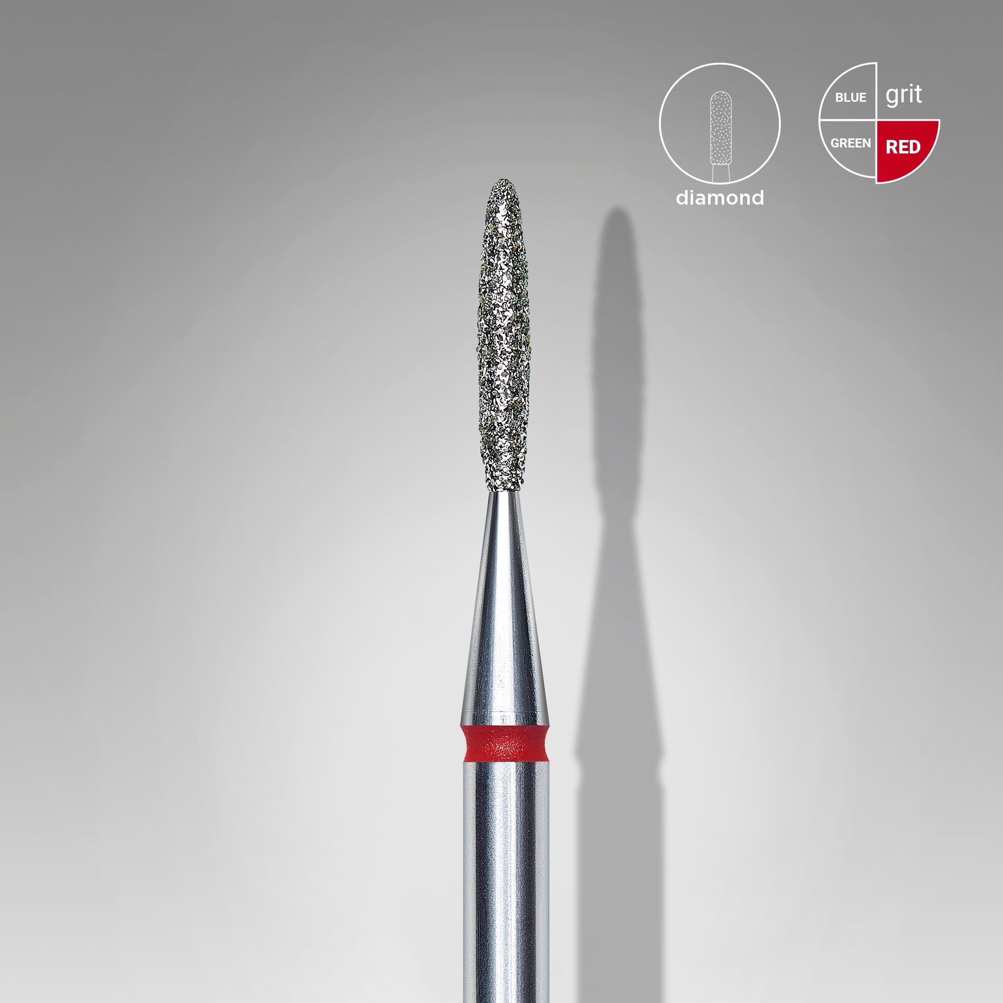 FA10R014/8 DIAMOND NAIL DRILL BIT, "FLAME" , RED