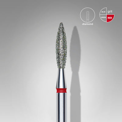 FA10R023/10 DIAMOND NAIL DRILL BIT, "FLAME", RED,