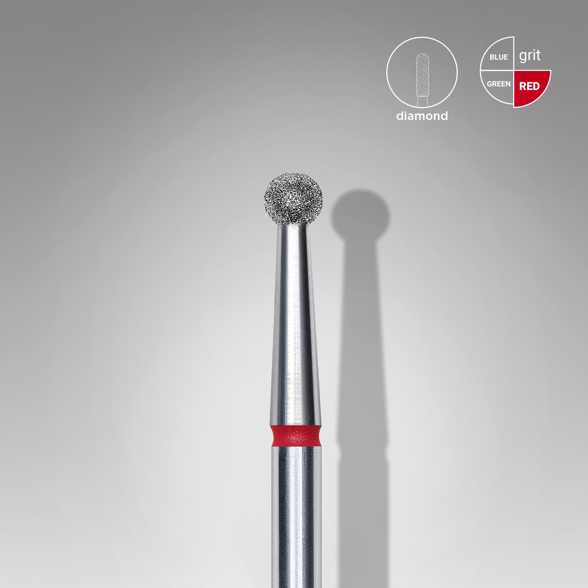 FA01R027 DIAMOND NAIL DRILL BIT, "BALL", RED