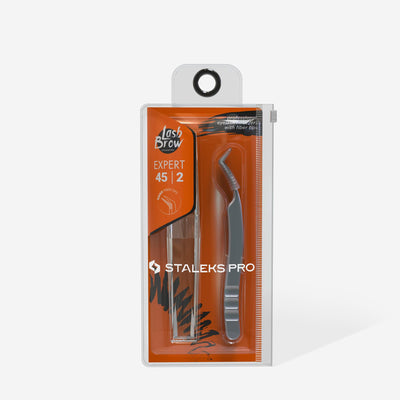 TE-45/2 Prof. eyelash tweezers with fiber tips L-shap 40'