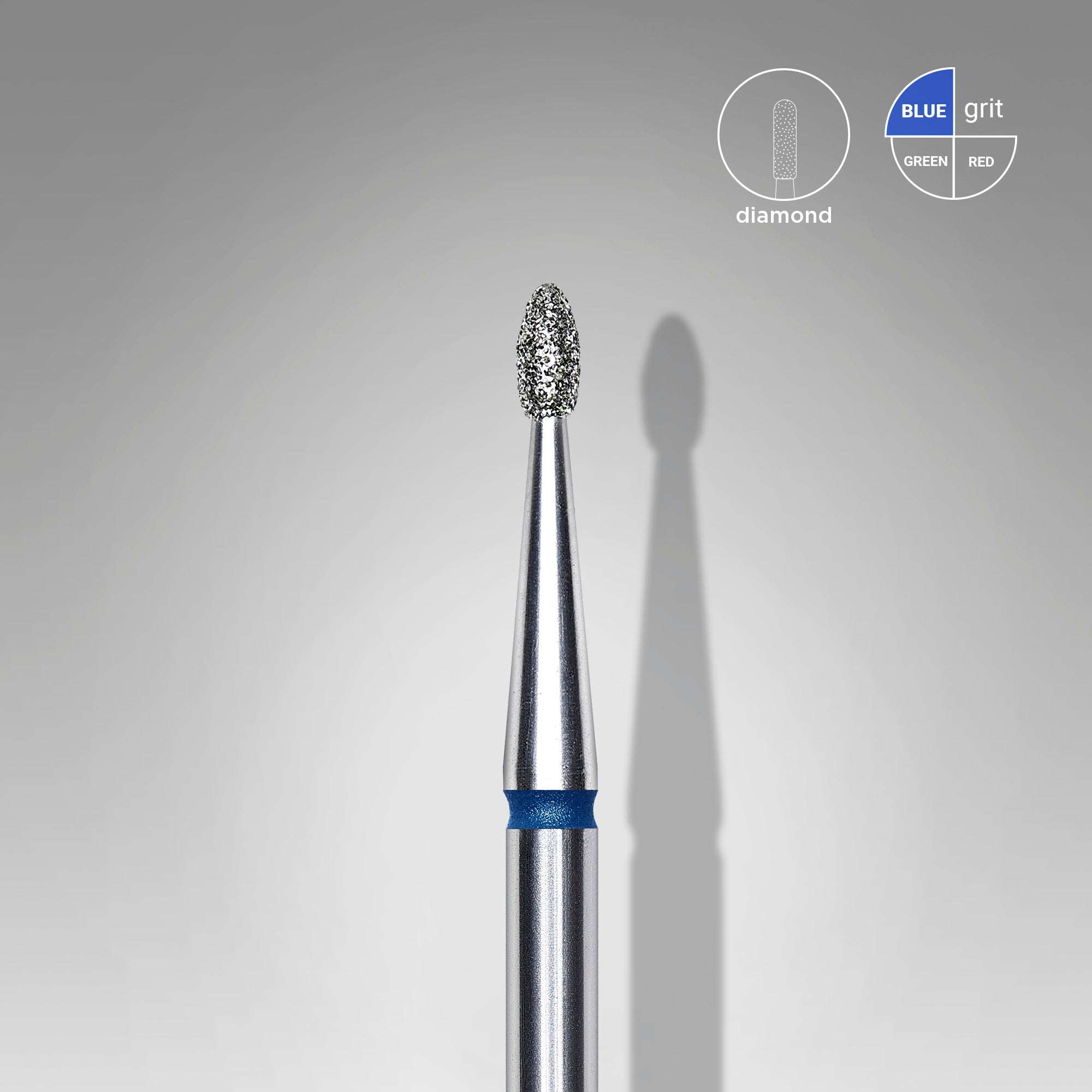 Diamond nail drill bit rounded bud blue EXPERT head diameter 1.6 mm / working part 3.4 mm